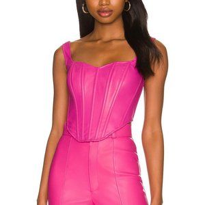 Bardot Vegan Leather Corset Bustier in Hot Pink Neon Fuchsia Size 8 Medium M